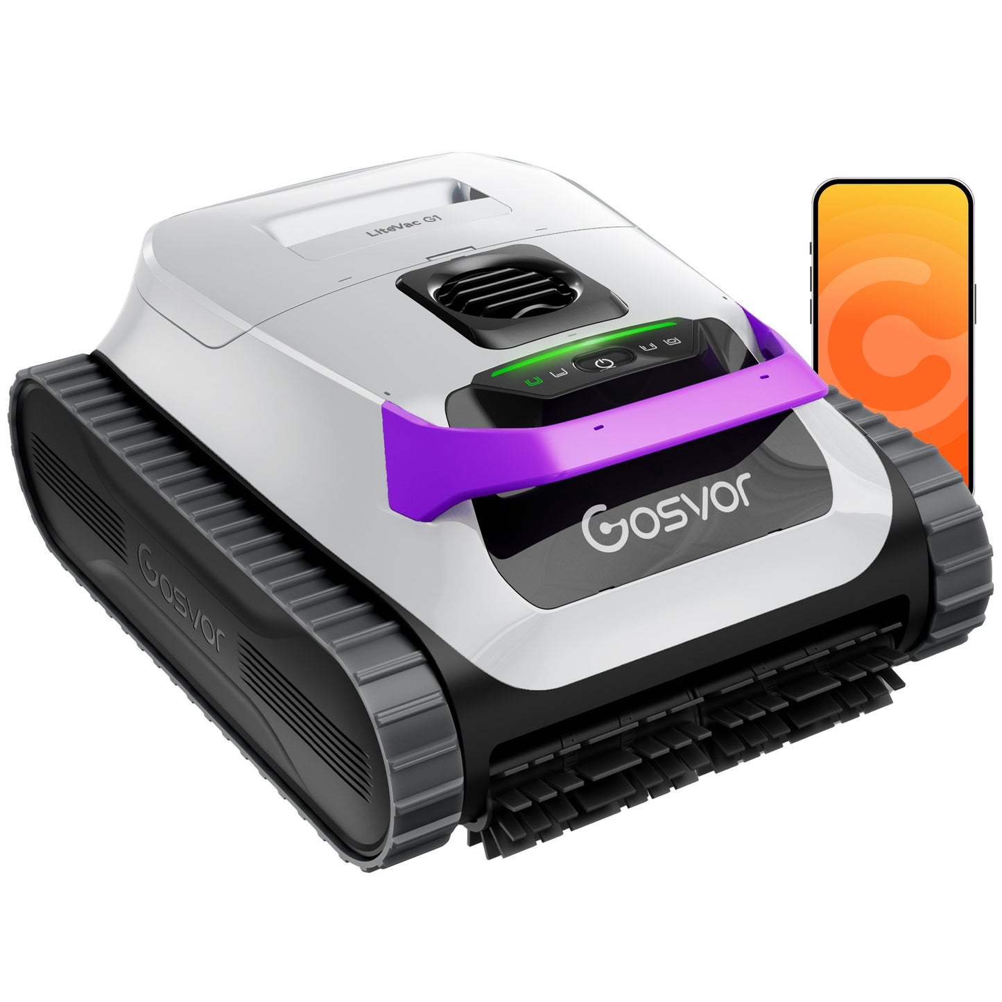 Gosvor LiteVac G1 Pool Vacuum for Inground & Above Ground Pools, Up to 200 Mins, Floor/Wall/Waterline/Shallow Area Cleaning with Smart Navigation, 15.2 lbs Lightweight, Double Filtration, White-Purple