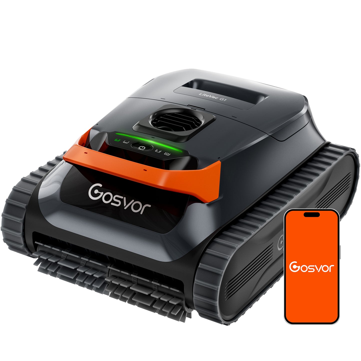(2026 New) Gosvor Pool Vacuum LiteVac G1, Wall & Waterline & Platform Cleaning, 15.2 lbs Ultra-Lightweight, Up to 200-Min Runtime, Double Filtration, Smart Navigation & App, For Pools up to 2153 sq.ft
