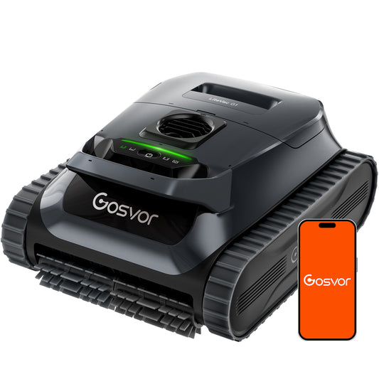 (2026 New) Gosvor Pool Vacuum LiteVac G1, Wall & Waterline & Platform Cleaning, 15.2 lbs Ultra-Lightweight, Up to 200-Min Runtime, Double Filtration, Smart Navigation & App, For Pools up to 2153 sq.ft