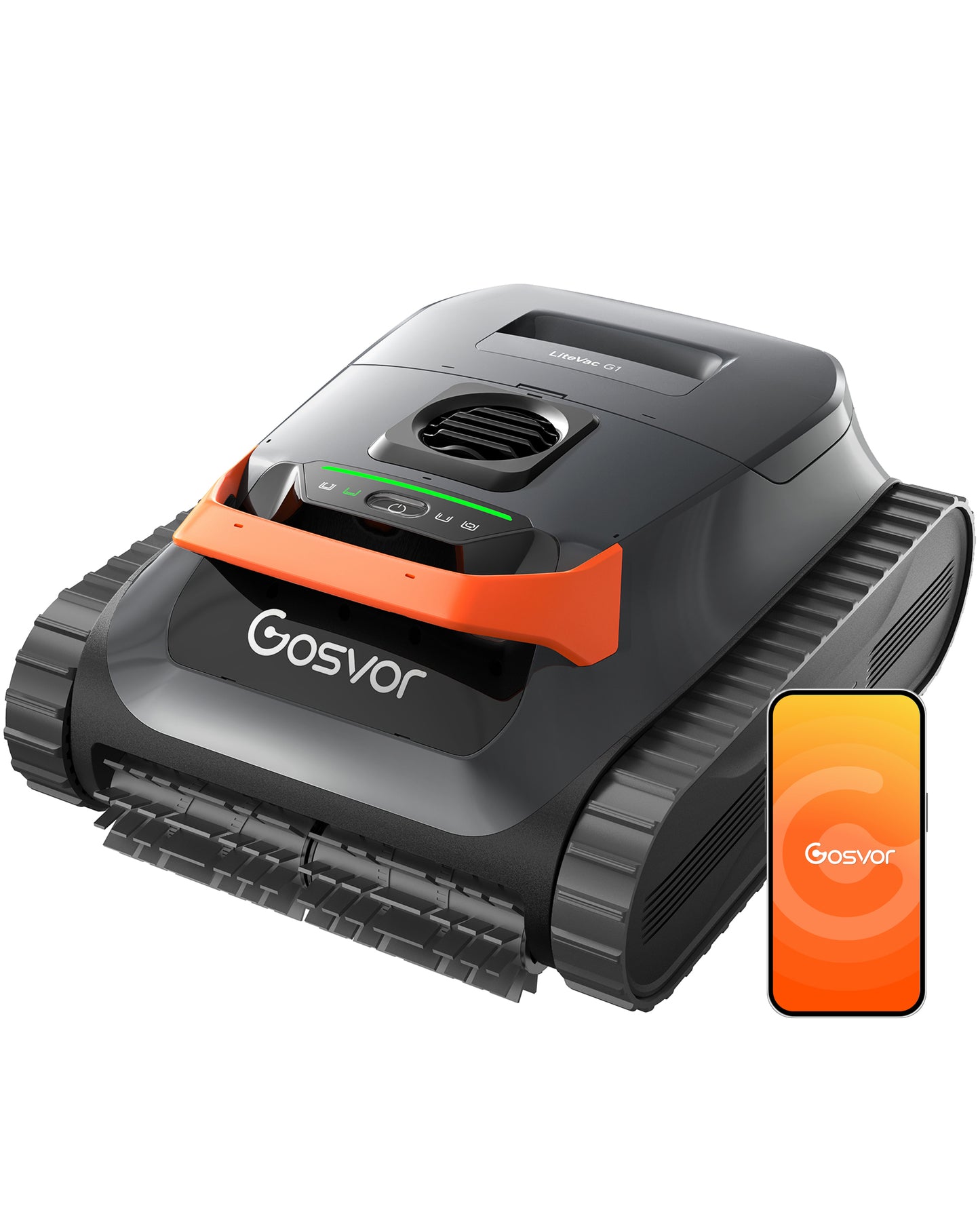 Gosvor LiteVac G1 Pool Vacuum for Inground & Above Ground Pools, Up to 200 Mins, Floor/Wall/Waterline/Shallow Area Cleaning with Smart Navigation, 15.2 lbs Lightweight, Double Filtration, Orange