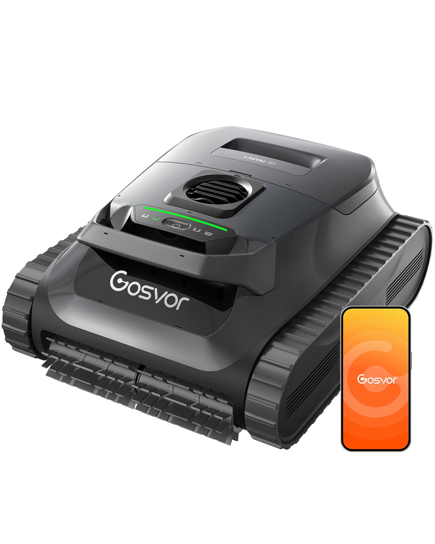Gosvor LiteVac G1 Pool Vacuum, Wall & Waterline Cleaning, Double Filtration, 150-Min Battery Life for Smart Mode, 200-Min Battery Life for ECO Mode, 15.2 lbs, Smart Navigation, with APP, Gray
