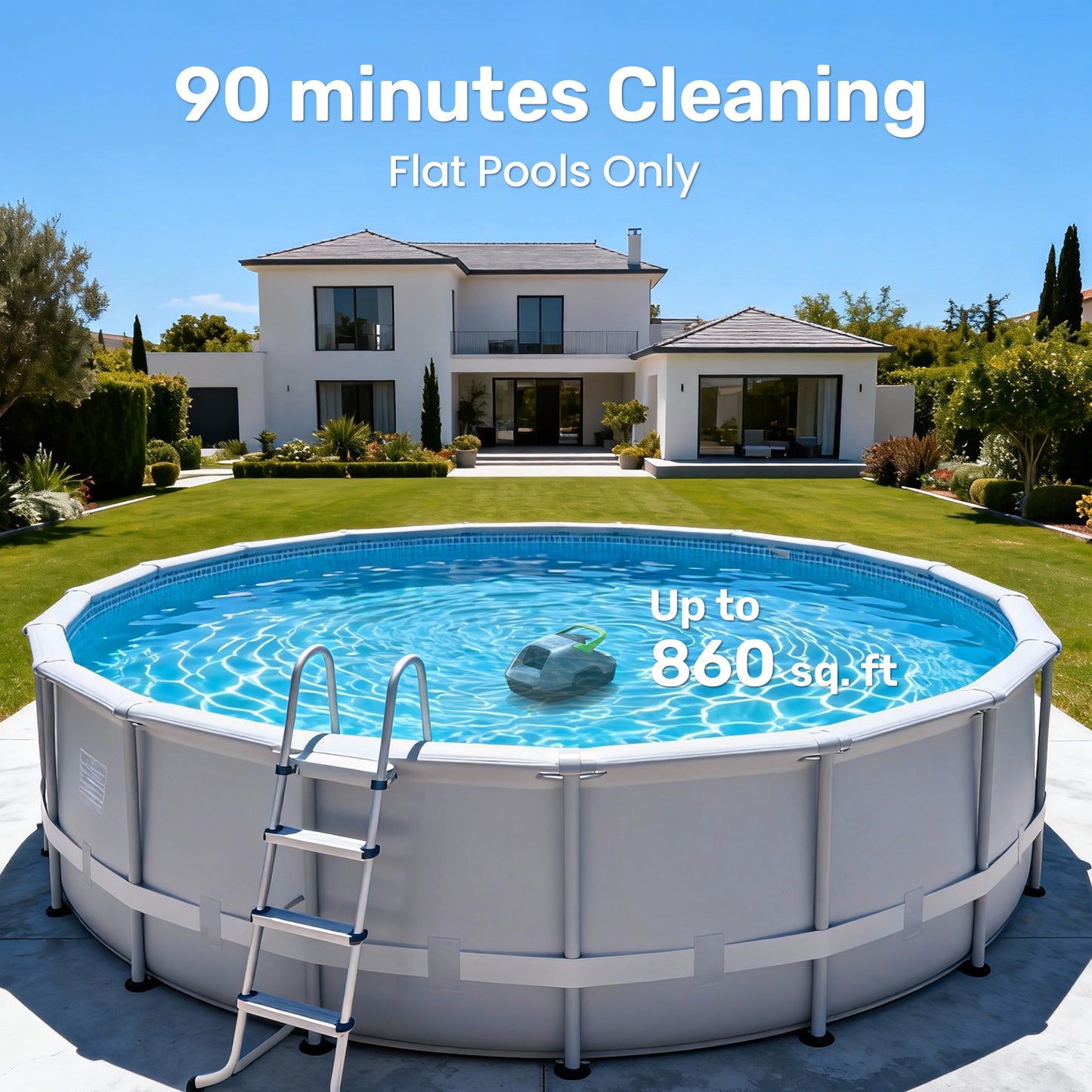 Gosvor LiteVac 800 Cordless Robotic Pool Cleaner , Pool Vacuum for Above-Ground Flat Pools, Orange