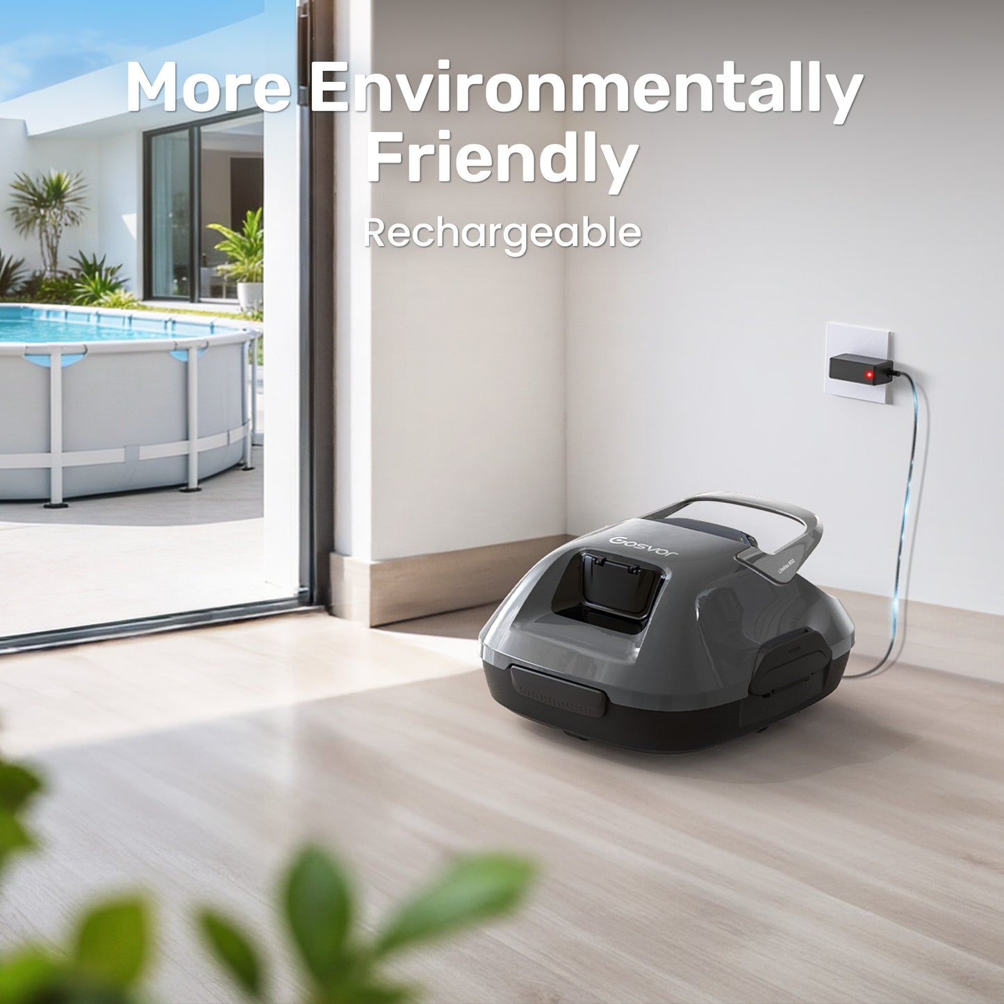 Gosvor LiteVac 800 Cordless Pool Vacuum for Above Ground Pools, Gray