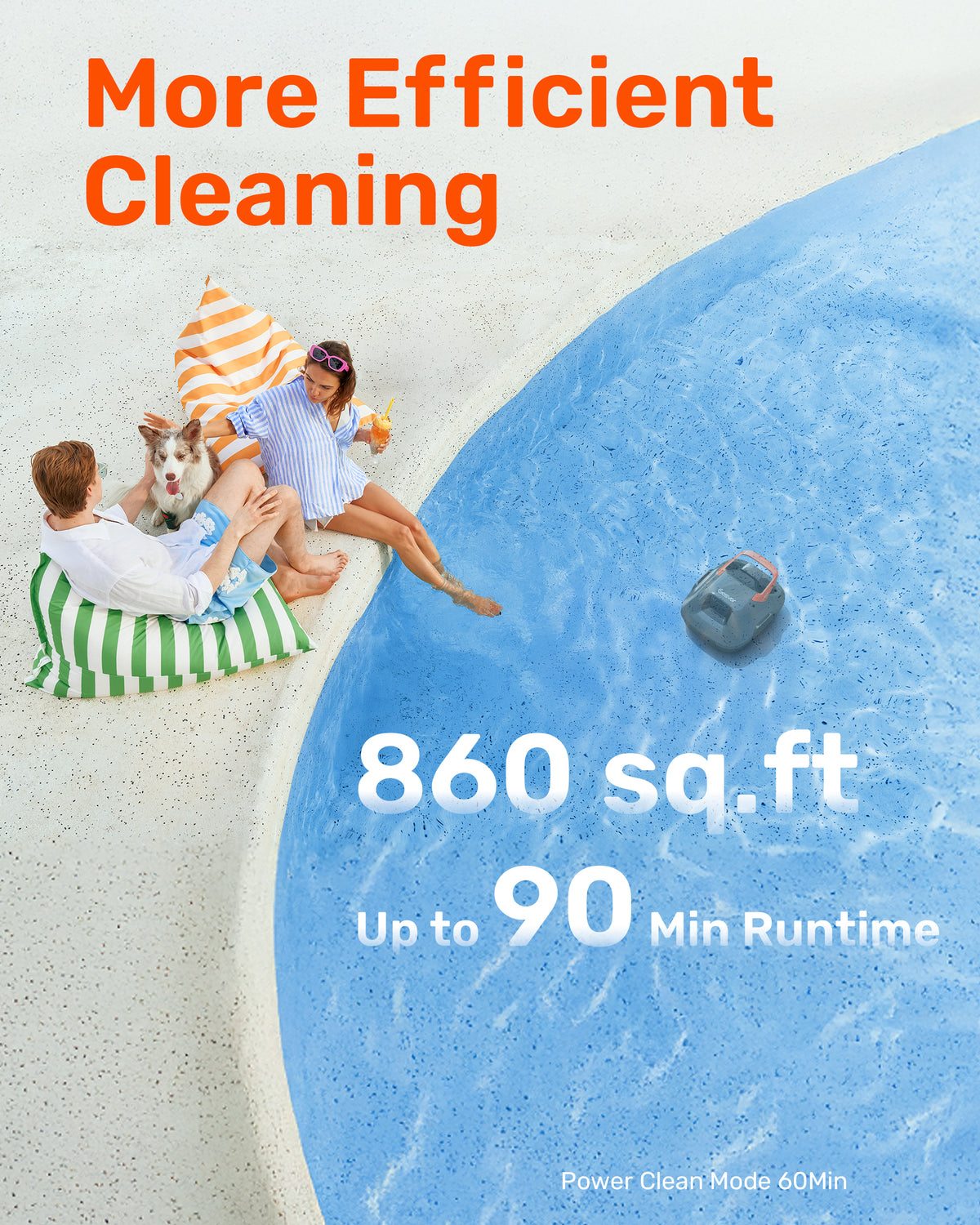 Gosvor Robotic Pool Cleaner Cordless–Automatic Pool Vacuum for Above Ground Pools,90 Min Runtime,Self-Parking Cordless Pool Robot with Powerful Suction,Portable Pool Cleaner for Pools up to 860 sq.ft