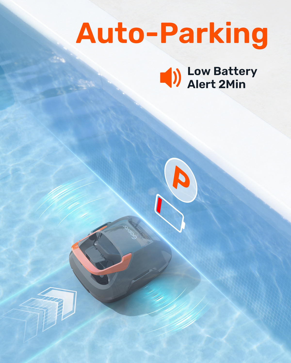Gosvor Robotic Pool Cleaner Cordless–Automatic Pool Vacuum for Above Ground Pools,90 Min Runtime,Self-Parking Cordless Pool Robot with Powerful Suction,Portable Pool Cleaner for Pools up to 860 sq.ft